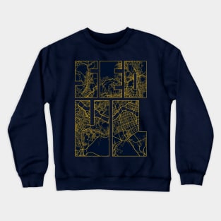 Seoul, South Korea City Map Typography - Gold Art Deco Crewneck Sweatshirt